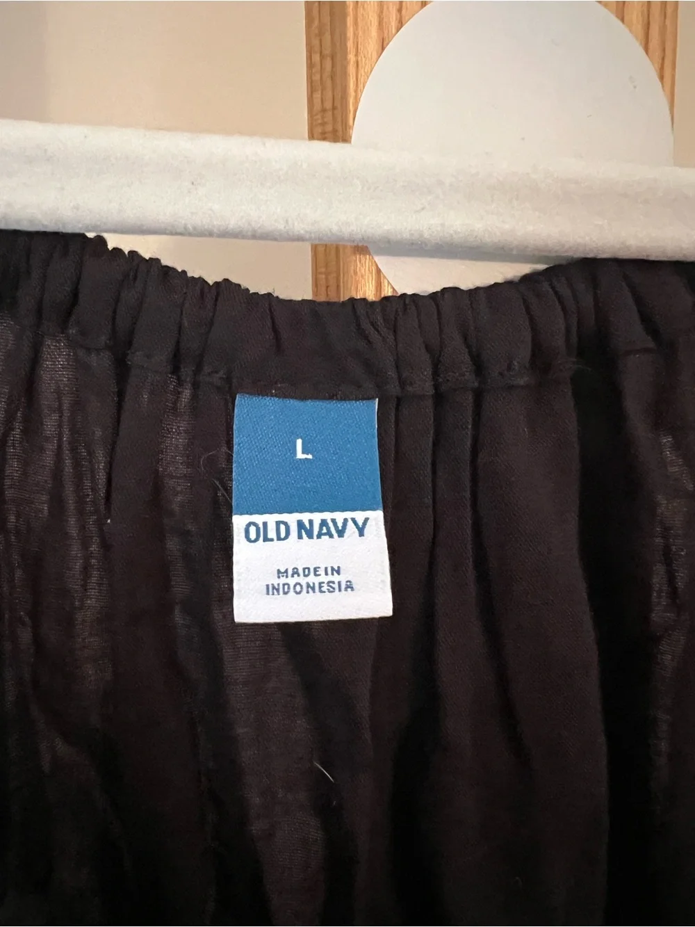 Old Navy Black Peasant Blouse with Ruffled Hem